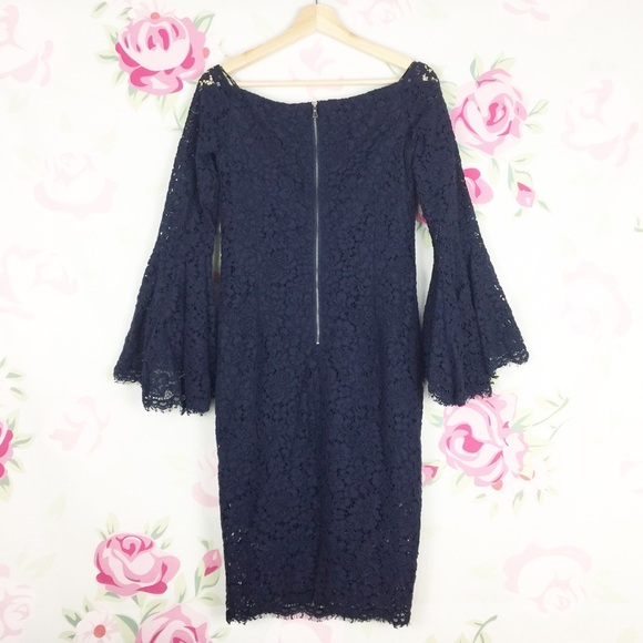 NEW Bardot Solange Lace Dress Navy 6 - Picture 6 of 8